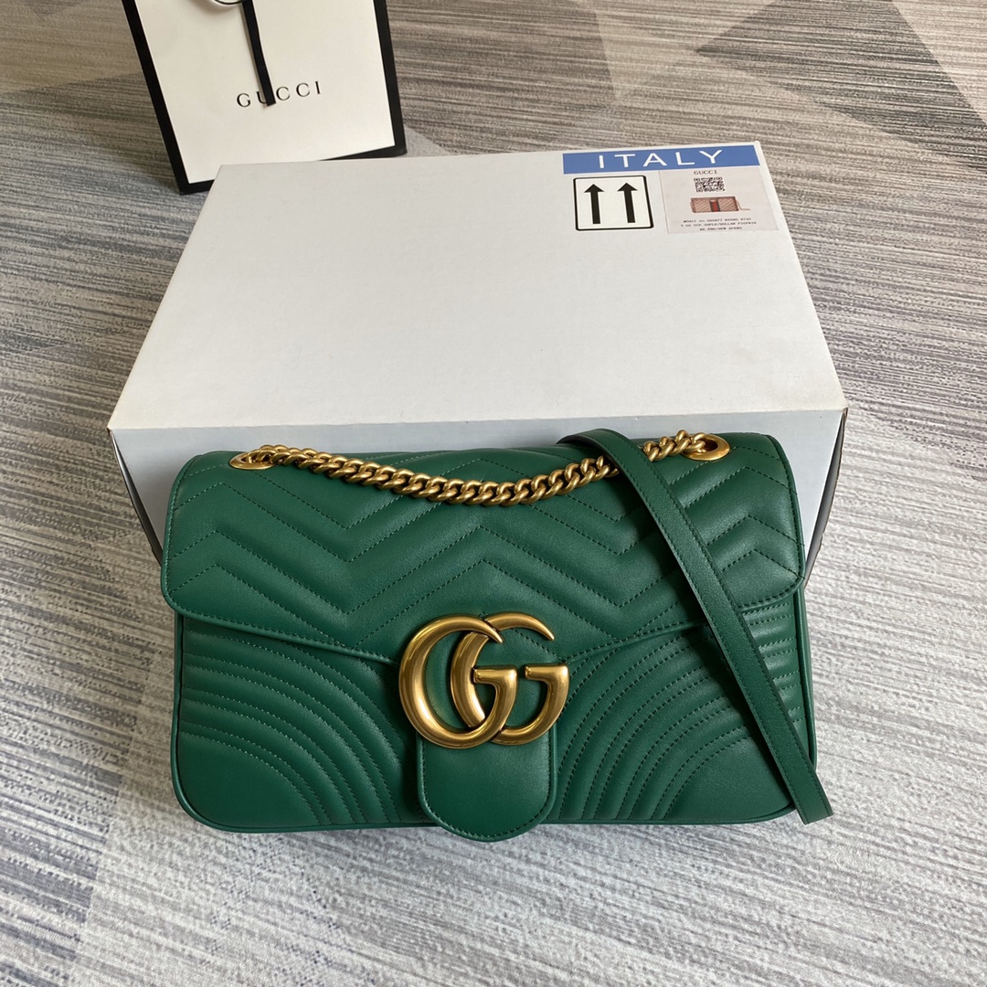 Gucci GG Marmont Medium Matelasse Shoulder Bag 443496 Green